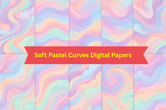Download Soft Pastel Curves Digital Papers - Digital paper Collection