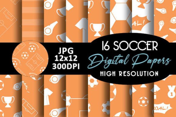Download Orange Soccer Digital Papers Patterns - Digital paper Collection