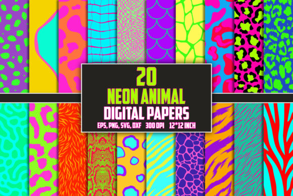Download Neon Animal Skin Digital Papers Bundle - Digital paper Collection