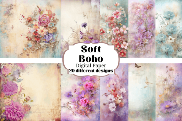 Download Soft Boho Chic Pastel Digital Paper - Digital paper Collection