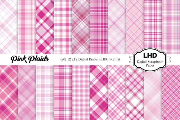 Download Digital Papers - Pink Plaid Paper Pack - Digital paper Collection