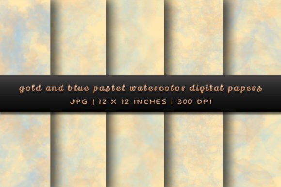 Download Gold and Blue Pastel Digital Papers - Digital paper Collection