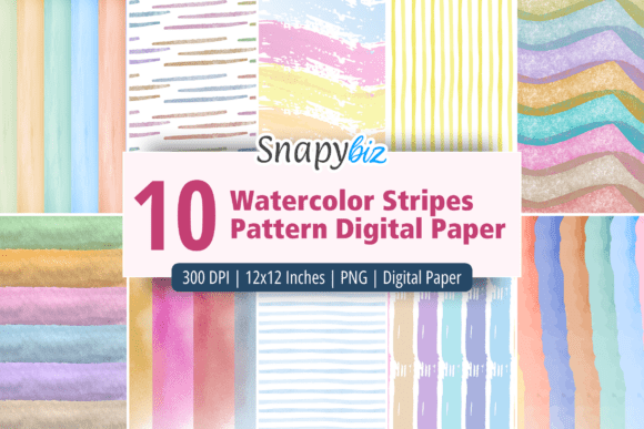 Download Watercolor Stripes Pattern Digital Paper - Digital paper Collection