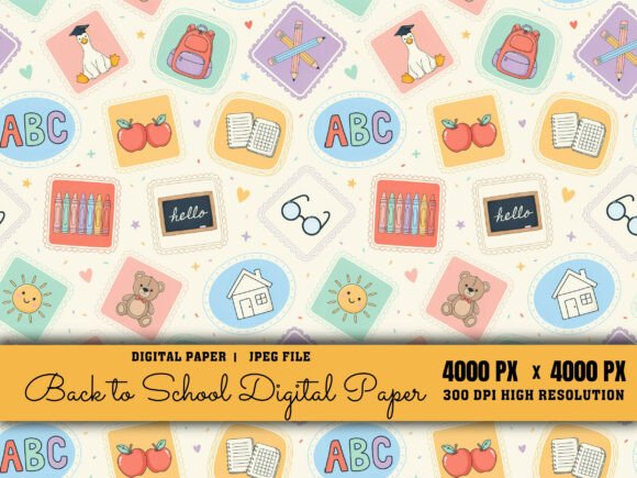 Download Cute School Supply Pattern Digital Paper - Digital paper Collection