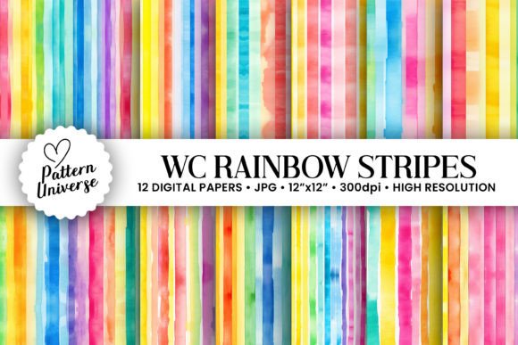 Download Watercolor Rainbow Stripes Digital Paper - Digital paper Collection