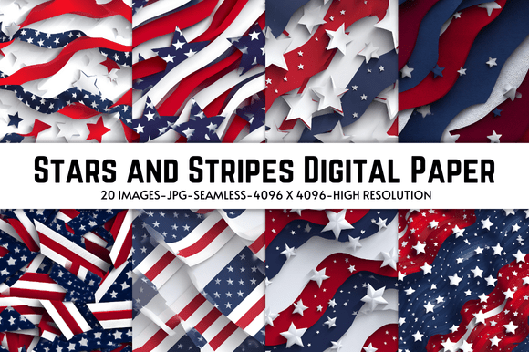 Download Stars and Stripes Digital Paper - Digital paper Collection