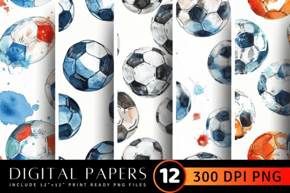 Download Watercolor Soccer Digital Paper Backgrou - Digital paper Collection