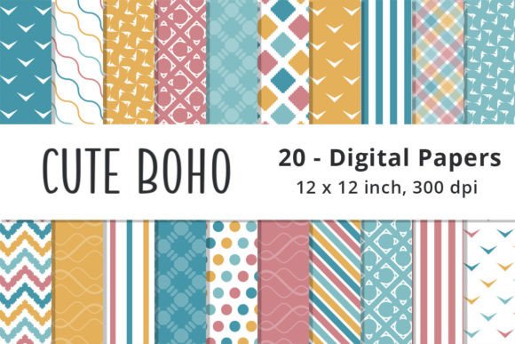 Download Cute Boho Digital Paper Backgrounds - Digital paper Collection