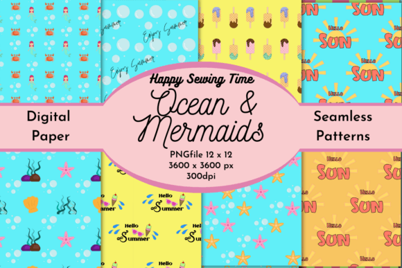 Download Ocean &amp; Mermaids Digital Papers - Digital paper Collection