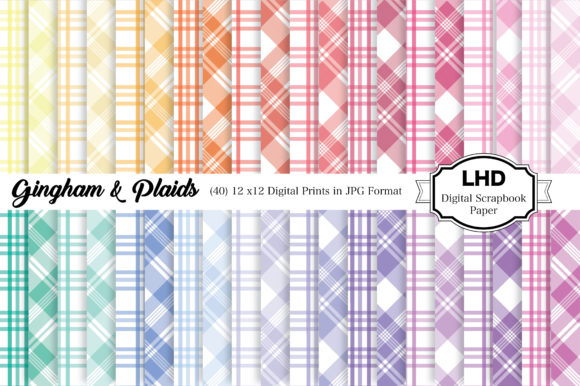 Download Gingham &amp; Plaid Digital Paper Pack - Digital paper Collection