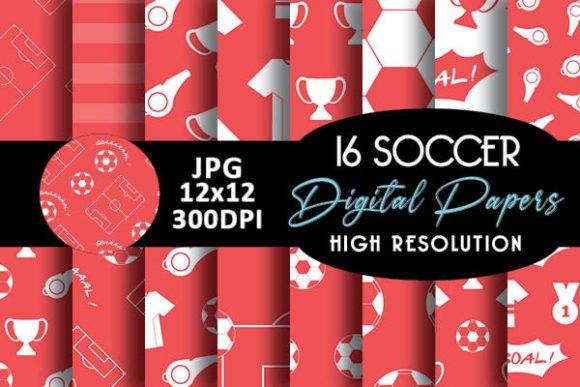 Download Red Soccer Sport Digital Papers Pattern - Digital paper Collection