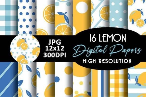 Download Lemon Digital Papers Patterns - Digital paper Collection