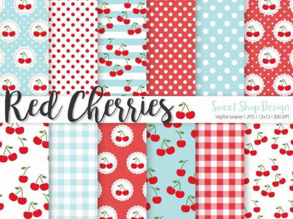 Download Digital Paper Red Cherries - Digital paper Collection