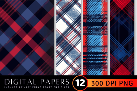 Download Blue and Red Winter Plaid Digital Paper - Digital paper Collection
