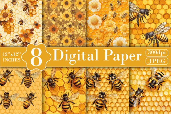 Download Honeycomb Honey Bee Digital Papers - Digital paper Collection
