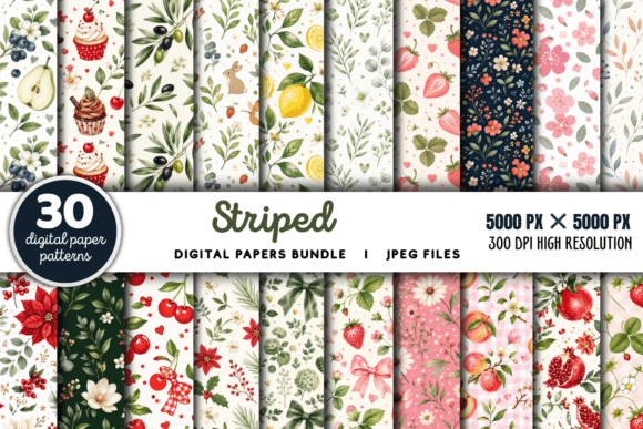 Download Striped Digital Paper Background Bundle - Digital paper Collection