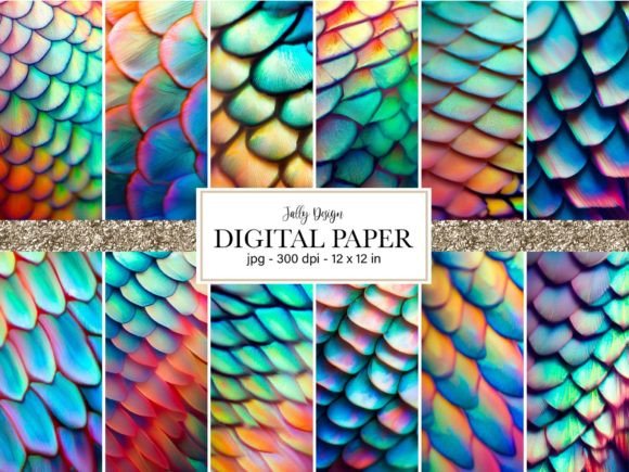 Download Colorful Fish Scales Digital Paper - Digital paper Collection