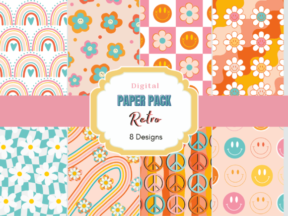 Download Retro Digital Paper Pack - Digital paper Collection
