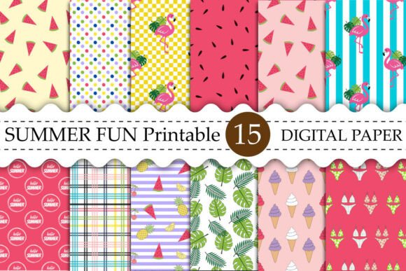Download SUMMER FUN Printable Digital Paper - Digital paper Collection