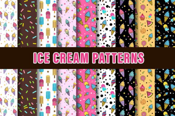 Download Ice Cream Digital Paper Patterns - Digital paper Collection