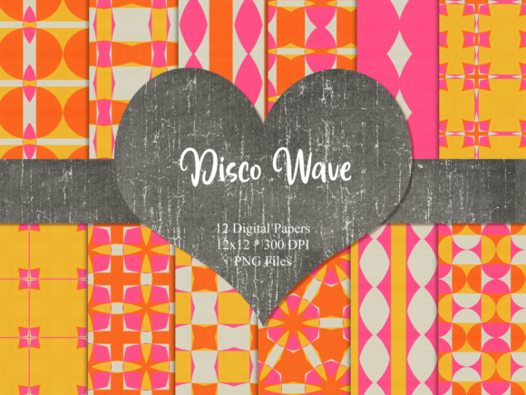 Download Disco Wave Retro Digital Paper - Digital paper Collection
