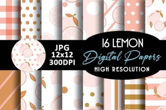 Download Boho Lemon Digital Papers Patterns - Digital paper Collection