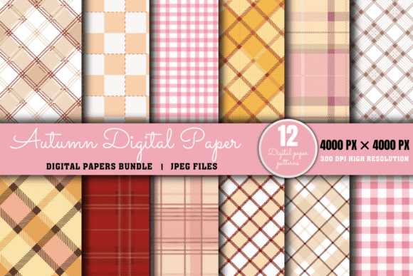 Download Autumn Plaid Digital Paper Bundle - Digital paper Collection