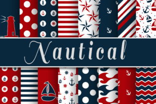 Download Red and Navy Blue Nautical Designs Digital Paper - Digital paper Collection