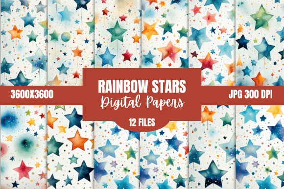 Download Rainbow Stars Pattern Digital Papers Art - Digital paper Collection