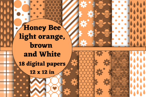 Download Orange and Brown Honey Bee Digital Paper - Digital paper Collection
