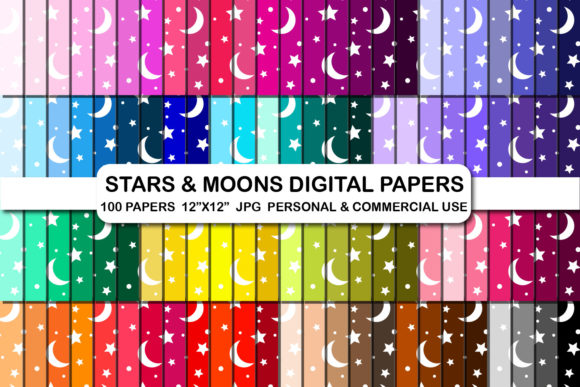 Download Moon and Stars Background Digital Papers - Digital paper Collection