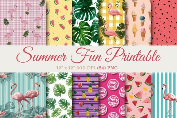 Download SUMMER FUN Printable Digital Paper - Digital paper Collection