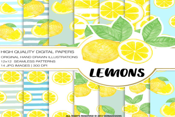 Download Lemons Digital Paper, Lemons Background, Lemon Pattern - Digital paper Collection