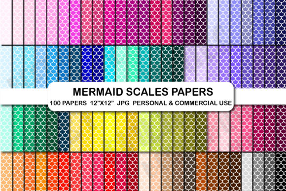 Download Mermaid Fish Scales Digital Papers Set - Digital paper Collection