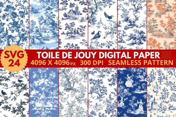 Download Toile De Jouy Digital Paper - Digital paper Collection