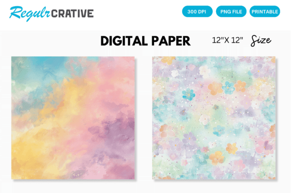 Download Rainbow Color Pastel Digital Paper Pack - Digital paper Collection