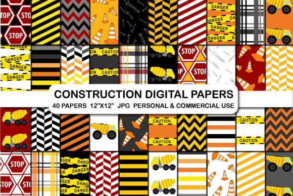 Download Construction Pattern Digital Paper Pack - Digital paper Collection