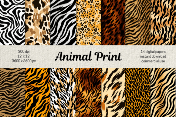 Download Animal Print Pattern Digital Papers Set - Digital paper Collection