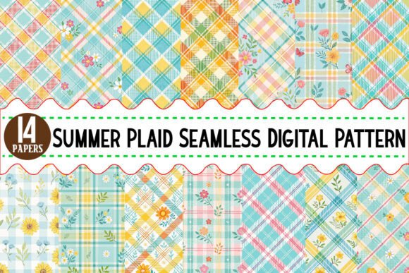 Download Summer Plaid Seamless Digital Paper - Digital paper Collection