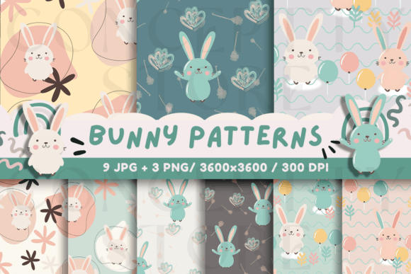 Download Bunny Seamless Patterns, Digital Papers - Digital paper Collection