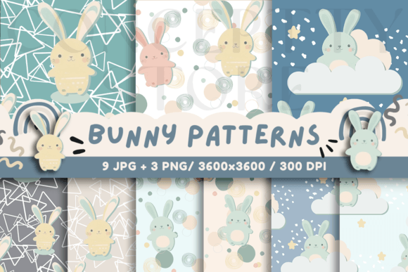 Download Bunny Seamless Patterns, Digital Papers - Digital paper Collection