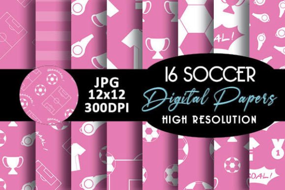 Download Pink Soccer Sport Digital Papers Pattern - Digital paper Collection