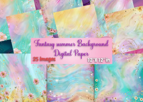 Download Fantasy Summer Background Digital Paper - Digital paper Collection