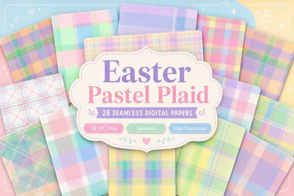 Download Easter Pastel Plaid Digital Paper Bundle - Digital paper Collection