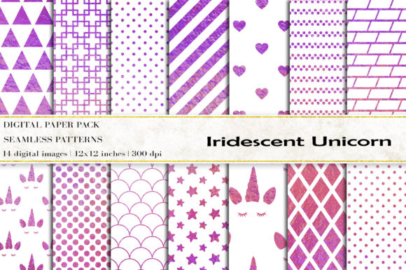 Download Iridescent Unicorn Digital Papers - Digital paper Collection