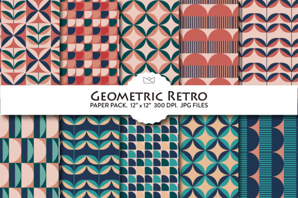 Download Geometric Retro Digital Paper, Patterns - Digital paper Collection